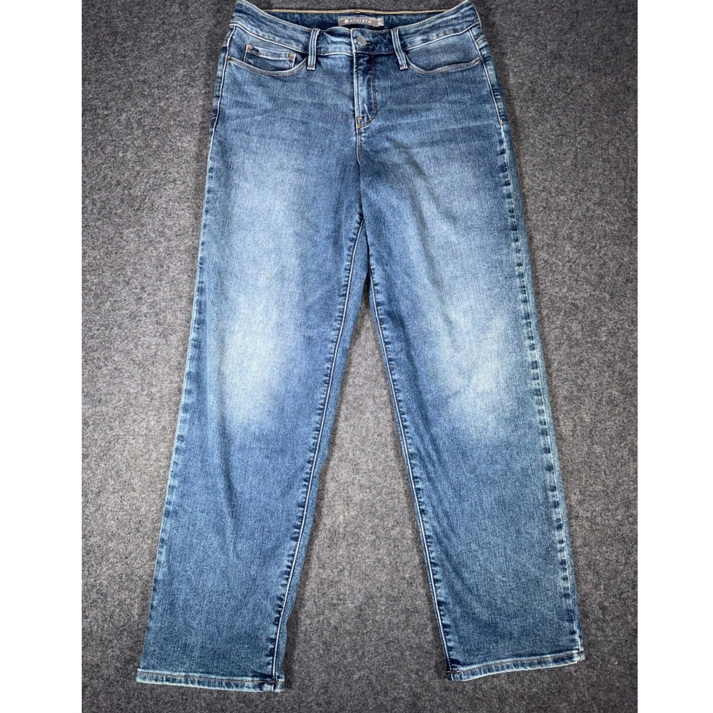 Athleta Sculptek Straight Leg Jeans Womens 10T Blue Medium Wash Denim Pants